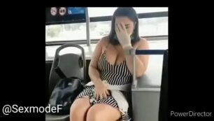 Busty in bus squirt